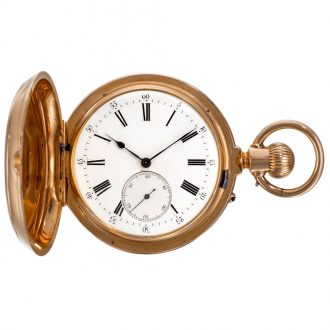 Swiss double dialled full hunter calendar lever watch circa 1890