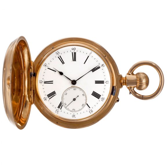 Swiss double dialled full hunter calendar lever watch circa 1890 Swiss double dialled full hunter calendar lever watch circa 1890