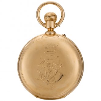 Swiss double dialled full hunter calendar lever watch circa 1890