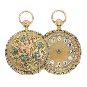 Swiss gold quarter repeating verge pocket watch Circa 1800