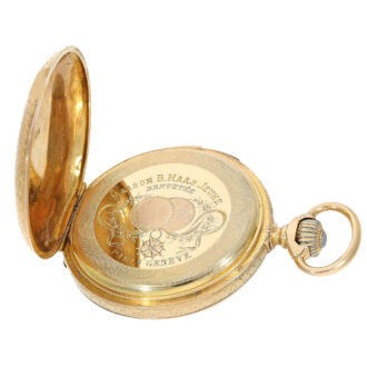 Splendid gold hunting cased quarter repeater Circa 1880 Splendid gold hunting cased quarter repeater Circa 1880