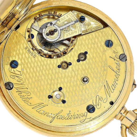 English gold keyless wind half hunter deck watch Circa 1889 English gold keyless wind half hunter deck watch Circa 1889