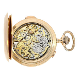 Swiss gold hunting cased repeating chronograph Circa 1900 Swiss gold hunting cased repeating chronograph Circa 1900