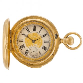 German quarter repeating keyless hunting cased lever watch Circa 1884
