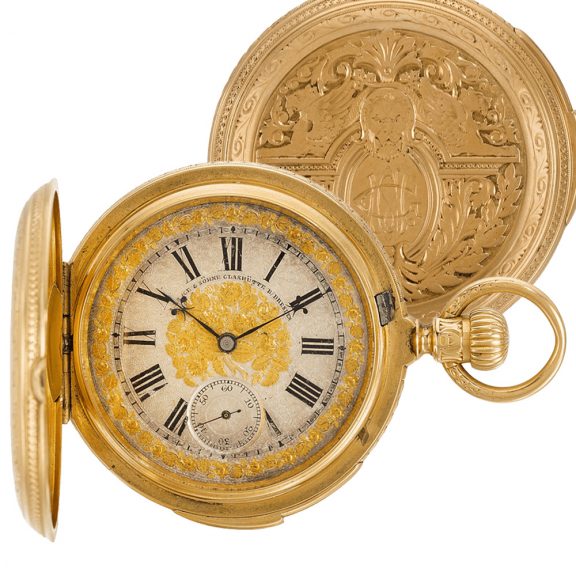 German quarter repeating keyless hunting cased lever watch Circa 1884
