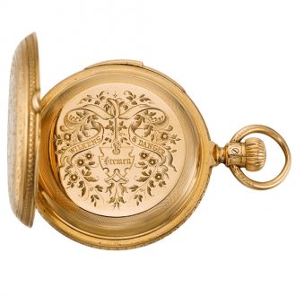 German quarter repeating keyless hunting cased lever watch Circa 1884