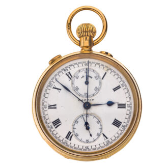 A gold split seconds chronograph lever watch Circa 1874