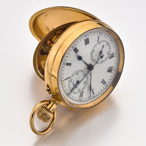 A gold split seconds chronograph lever watch Circa 1874 A gold split seconds chronograph lever watch Circa 1874