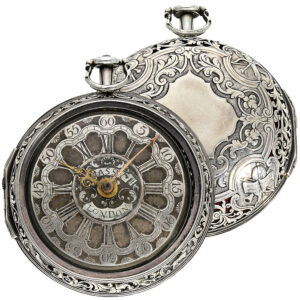 English silver pair cased watch with champlevé dial Circa 1700