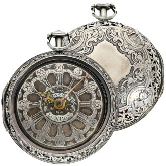 English silver pair cased watch with champlevé dial Circa 1700