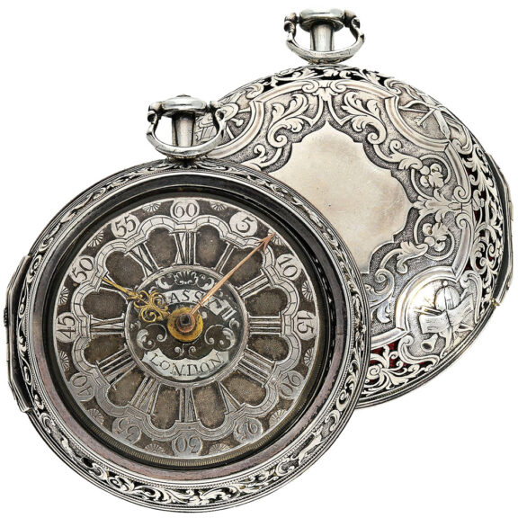 English silver pair cased watch with champlevé dial Circa 1700