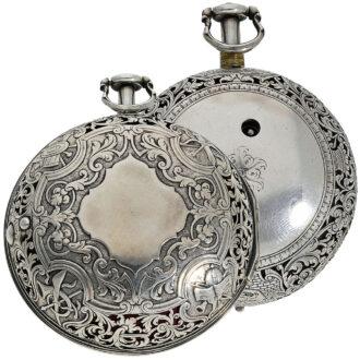 English silver pair-cased watch with champlevé dial Circa 1700