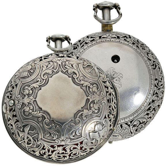 English silver pair-cased watch with champlevé dial Circa 1700 English silver pair-cased watch with champlevé dial Circa 1700