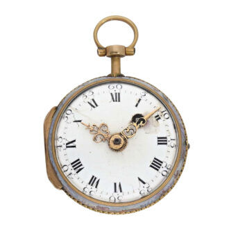 French 20k gold miniature Rococo enamel watch Circa 1770