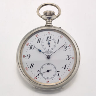 A rare metal Longines watch with 8 days reserve Circa 1920
