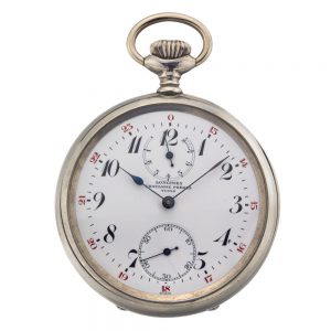 A rare metal Longines watch with 8 days reserve Circa 1920