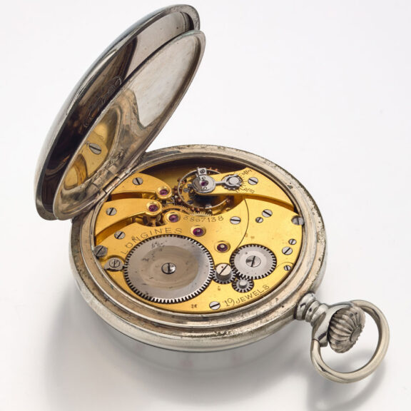 A rare metal Longines watch with 8 days reserve Circa 1920 A rare metal Longines watch with 8 days reserve Circa 1920
