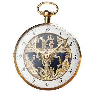 English gold skeletonized watch with Jacquemarts Circa 1800