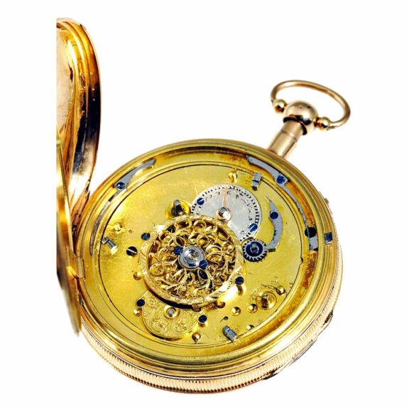 English gold skeletonized watch with Jacquemarts Circa 1800 English gold skeletonized watch with Jacquemarts Circa 1800