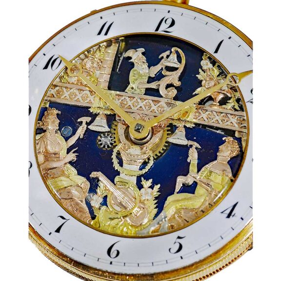 English gold skeletonized watch with Jacquemarts Circa 1800 English gold skeletonized watch with Jacquemarts Circa 1800