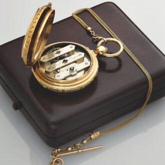 Swiss 18 carat gold hunting cased pocket chronometer Circa 1875