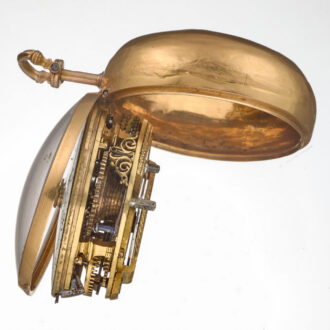 A verge in gold repousse pair cases and glazed outer Circa 1775
