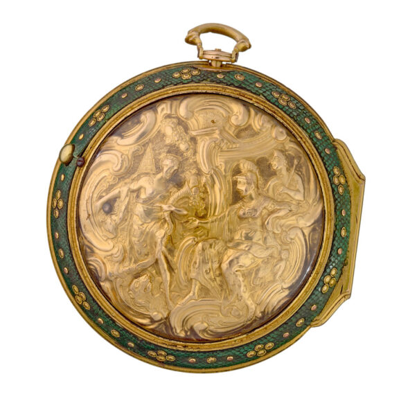 A verge in gold repousse pair cases and glazed outer Circa 1775 A verge in gold repousse pair cases and glazed outer Circa 1775
