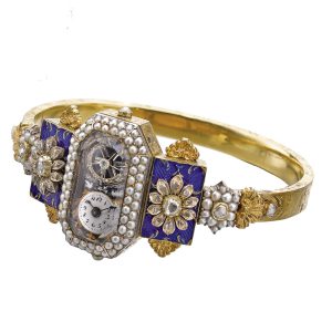 Swiss lady's gold, enamel, pearl, diamond watch Circa 1830