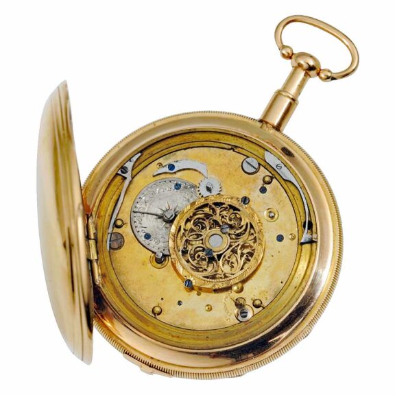 Swiss gold quarter repeater with two Jacquemarts Circa 1800 Swiss gold quarter repeater with two Jacquemarts Circa 1800