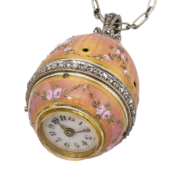Swiss lady's gold and enamel diamonds set watch Circa 1900