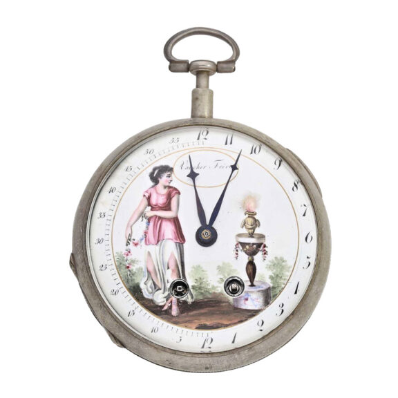 French verge watch with "bras en l'air" automaton Circa 1790