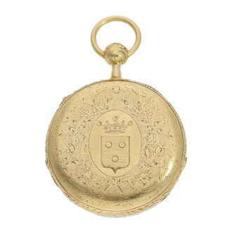 French 18k gold quarter repeating cylinder watch Circa 1850