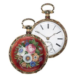 Swiss gold enamel watch for the Chinese market Circa 1860