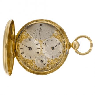 Rare Swiss full hunter watch with thermometer and compass Circa 1850