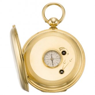 Rare Swiss full hunter watch with thermometer and compass Circa 1850
