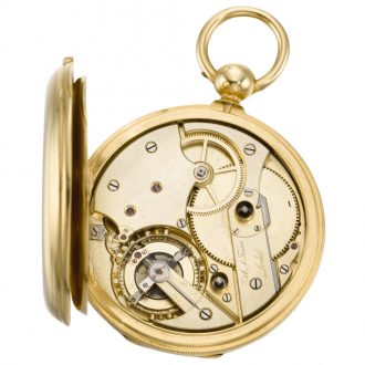 Rare Swiss full hunter watch with thermometer and compass Circa 1850v