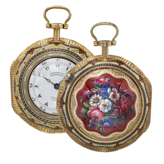 English gold and enamel triple cased verge watch Circa 1800