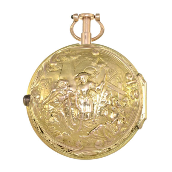 English gold pair cased repoussé pocket watch Circa 1760 English gold pair cased repoussé pocket watch Circa 1760
