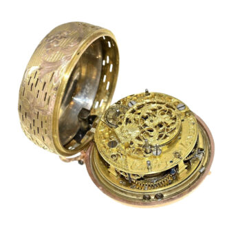 English gold pair cased repoussé pocket watch Circa 1760