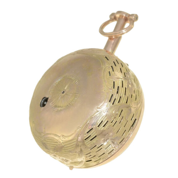 English gold pair cased repoussé pocket watch Circa 1760 English gold pair cased repoussé pocket watch Circa 1760