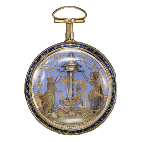 Swiss gold quarter repeating automaton watch Circa 1810