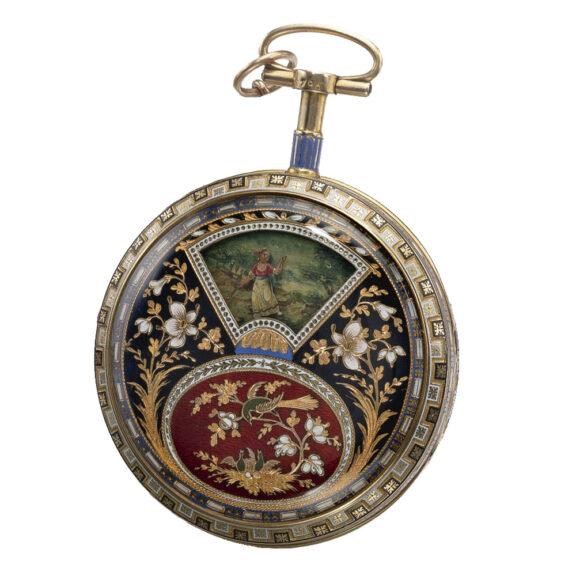 Swiss 18k gold and enamel automaton watch Circa 1800 