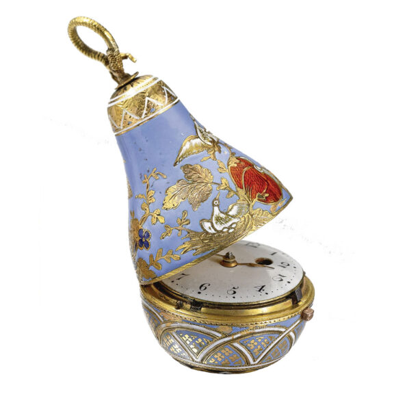 Swiss 18k gold and enamel pear form watch Circa 1810