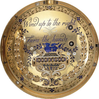 Unusual large french gold enamel musical watch Circa 1790