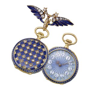 Swiss lady's gold enamel and diamond set watch Circa 1895