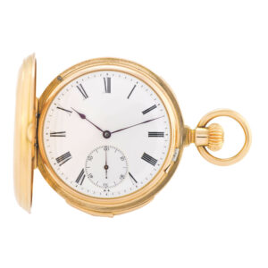 Swiss pink gold keyless hunting cased pocket watch Circa 1876