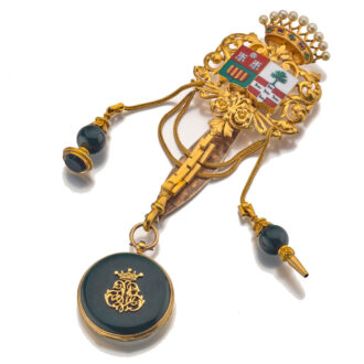 French rare gold enamel watch with chatelaine Circa 1850French rare gold enamel watch with chatelaine Circa 1850 French rare gold enamel watch with chatelaine Circa 1850