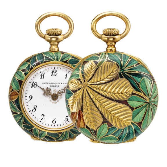 Swiss 18 carat gold and enamel cylinder pendant watch Circa 1896