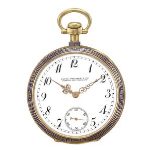 Swiss yellow gold and enamel open faced watch Circa 1911 