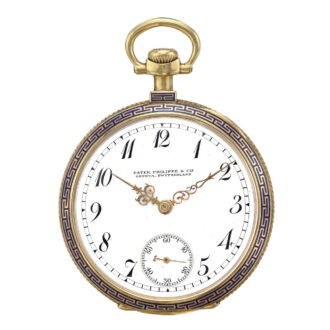 Swiss yellow gold and enamel open faced watch Circa 1911 